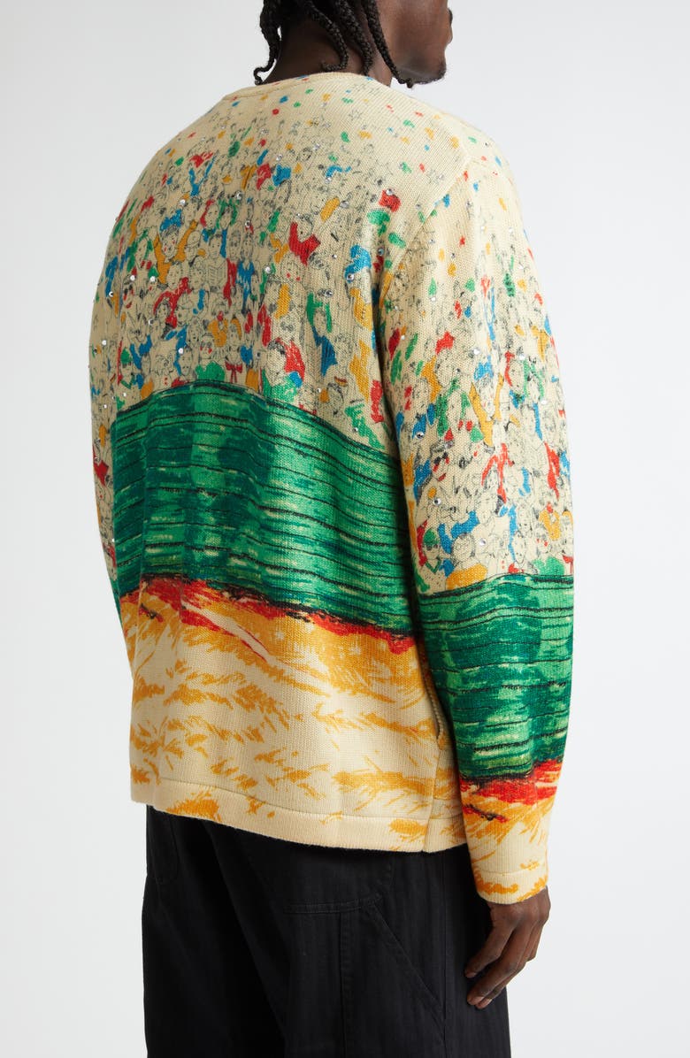 Bode Slugger Crystal Embellished Merino Wool Cardigan, Alternate, color,