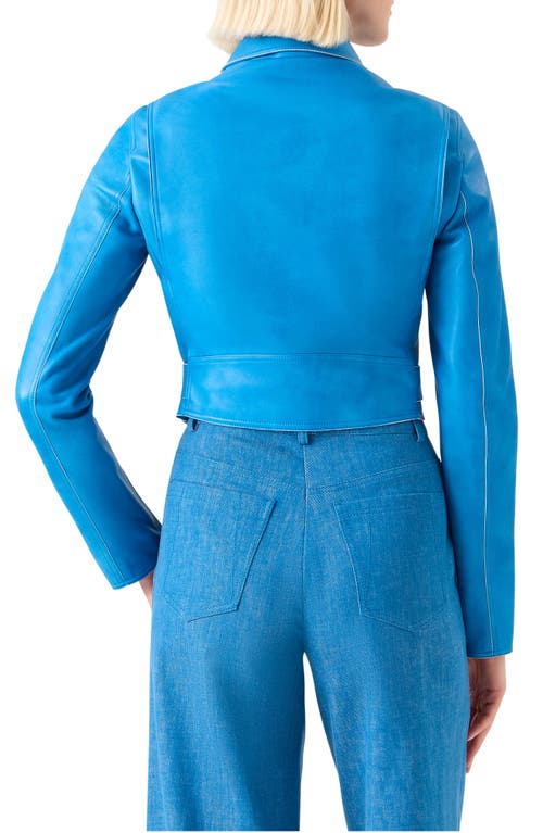 Akris Avril Lambskin Leather Biker Jacket In Blue