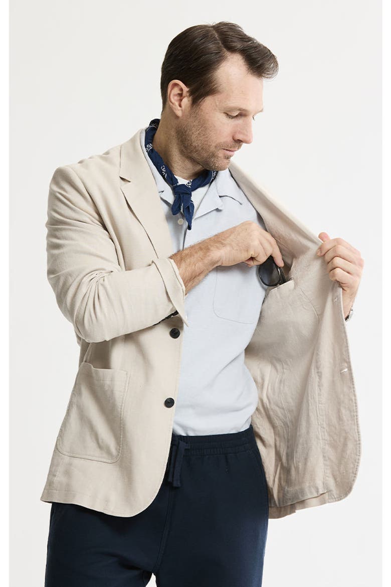 Linen Blend Blazer, Alternate, color, Stone