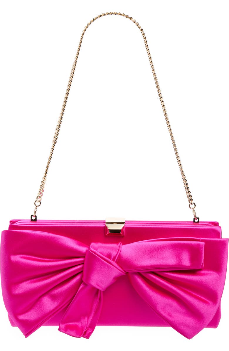 Stuart Weitzman The VIP Loveknot Clutch, Main, color, Flamingo