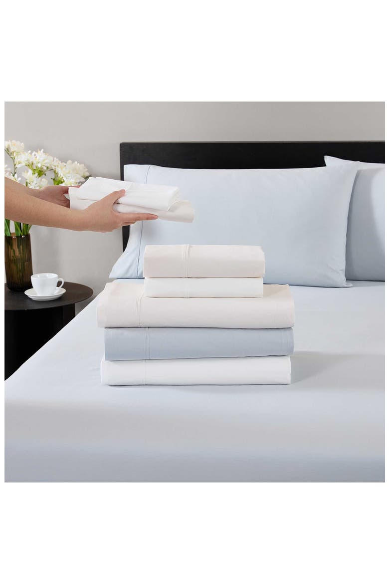 Egyptian Cotton Percale Sheet Set, Alternate, color, LIGHT BEIGE