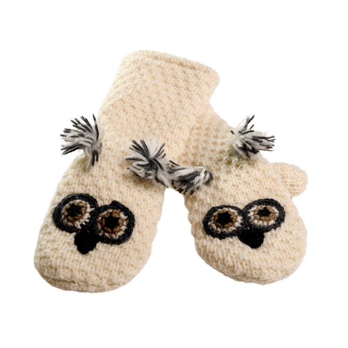 Shop Nirvana Designs Crochet Owl Mittens In White Combo