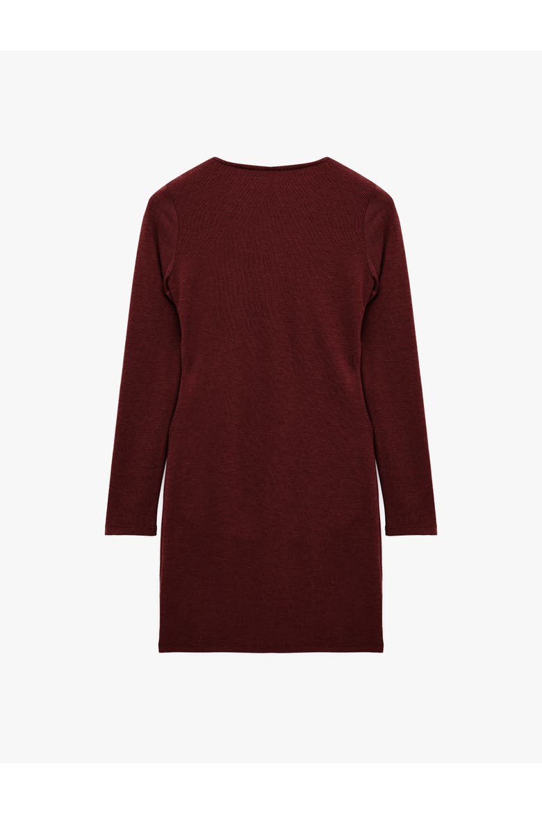 Slim Long Sleeve Crew Neck Layered Bodycon Mini Dress, Alternate, color, BORDEUX