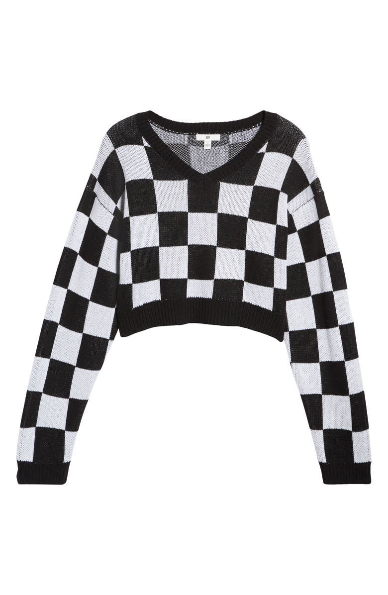 BP. Checkerboard Crop Sweater, Alternate, color,