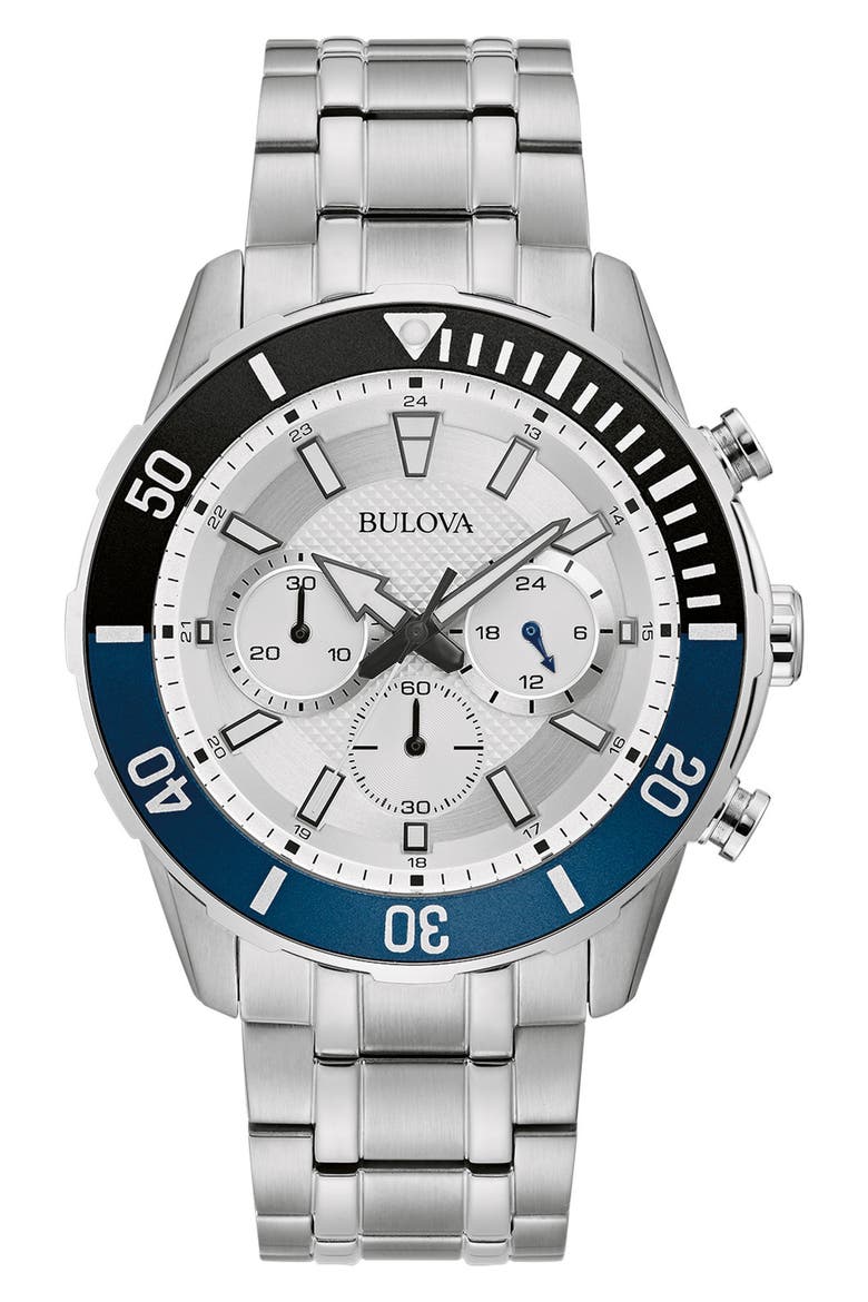 Chronograph Bracelet Watch, 44mm, Main, color, SILVER