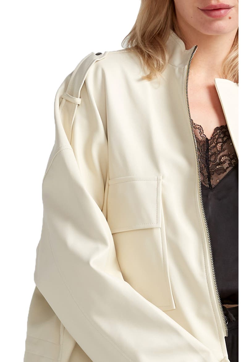 Reload Draped Faux Leather Jacket, Alternate, color, CREAM