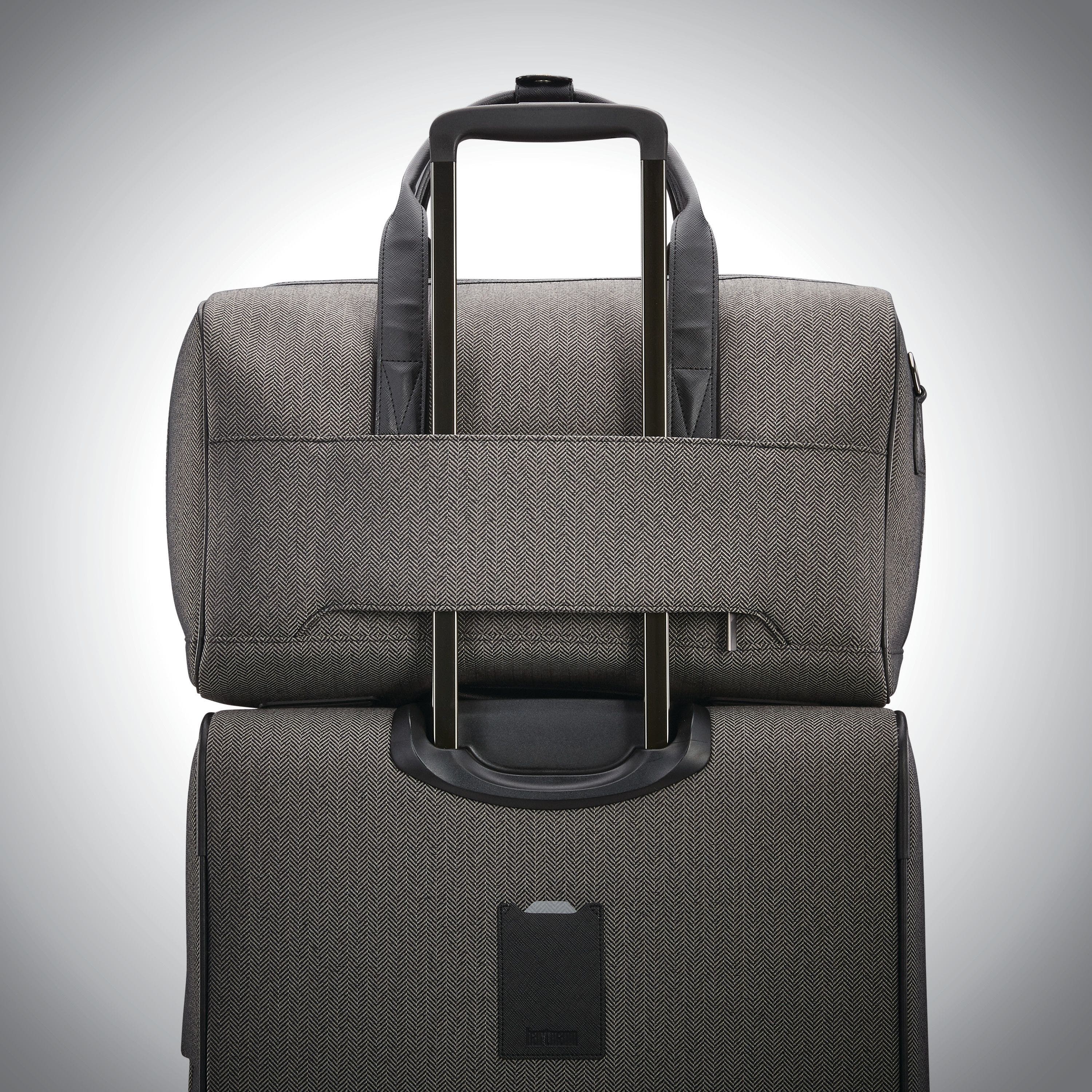 Herringbone Deluxe Weekend Duffel Bag, Alternate, color, Black Herringbone