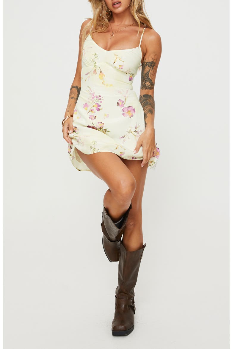 Jaye Floral Mini Slipdress, Main, color, YELLOW / PINK
