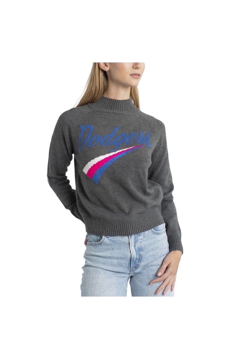 LUSSO Women's Lusso  Gray Los Angeles Dodgers Serena Raglan Pullover Sweater, Alternate, color, Gray
