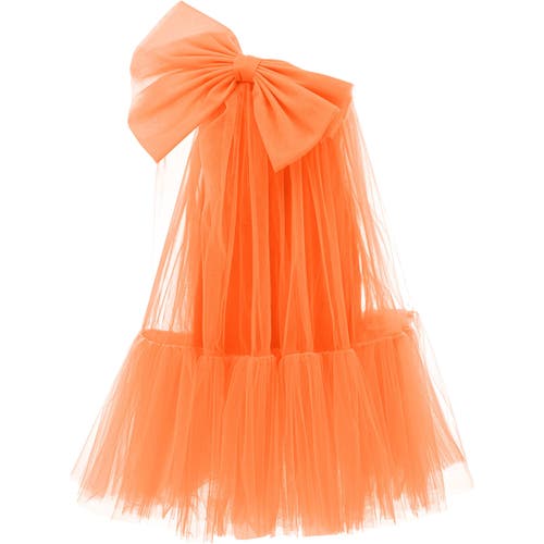 Tulleen Maggi Oversize-bow Tulle Dress In Neon Orange