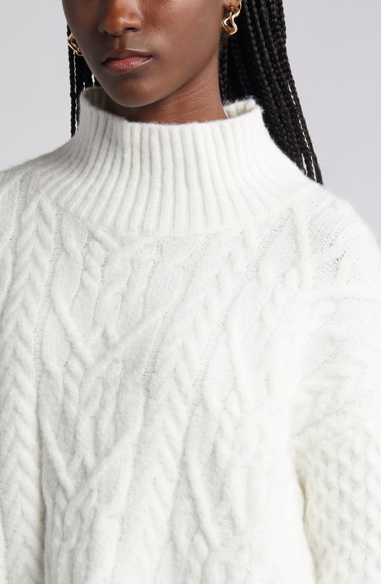 Nordstrom Mock Neck Cable Knit Sweater, Alternate, color, Ivory Cloud