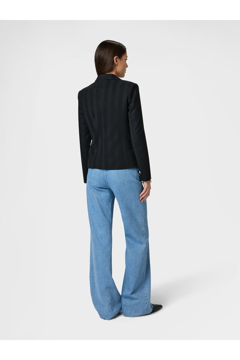 Single-breasted Blazer In Cotton And Viscose Tone-on-tone Zig Zag, Alternate, color, Black