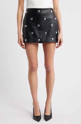 MANGO Carla Studded Faux Leather Miniskirt