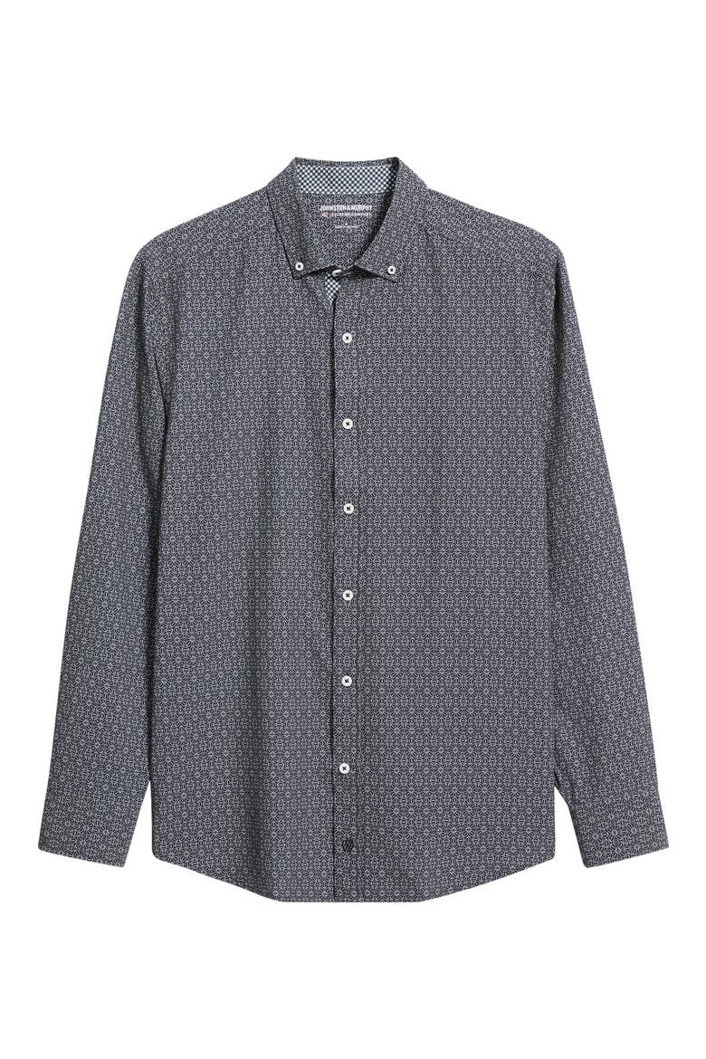 XC+™ Football Print Performance Button-Down Shirt, Alternate, color, BLACK