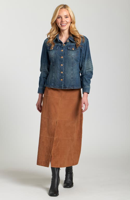 Apny Scrunch Sleeve Denim Jacket In Blue