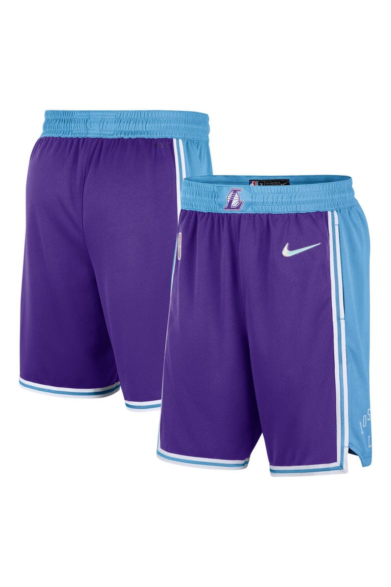 Men's Nike Purple/Blue Los Angeles Lakers 2021/22 City Edition Swingman Shorts, Main, color, Purple