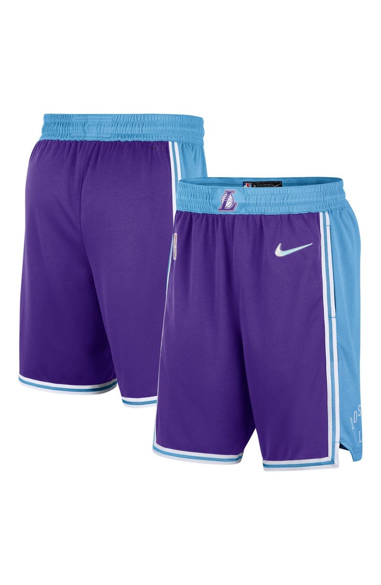 Nike Men's Nike Purple/Blue Los Angeles Lakers 2021/22 City Edition Swingman Shorts, Main, color, 