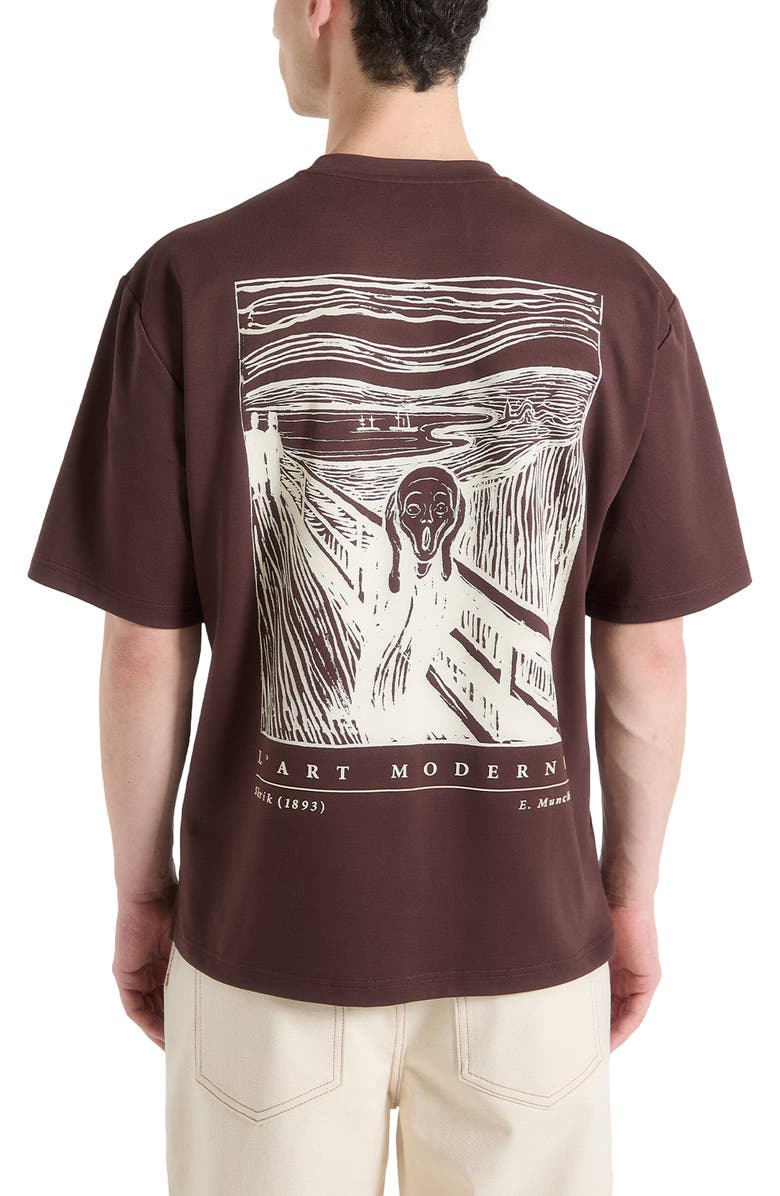 Manière De Voir The Scream Cotton T-Shirt, Main, color, Brown
