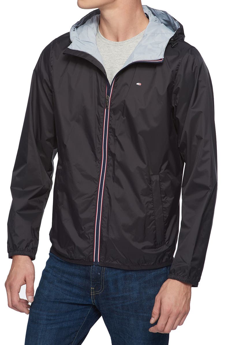 Tommy Hilfiger Packable Hooded Rain Slicker, Main, color,