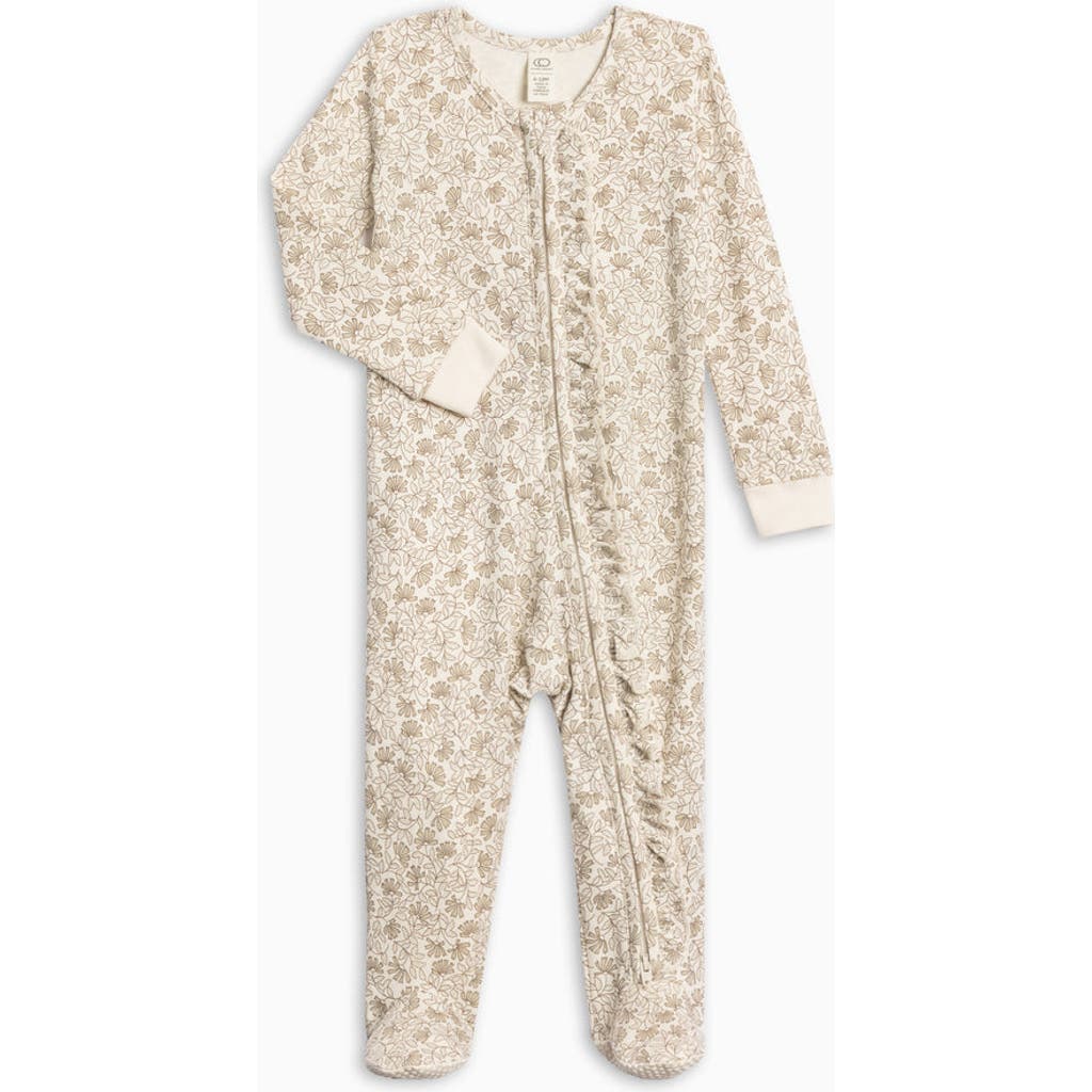 Colored Organics Organic Cotton Neve Ruffle Zipper Sleeper In Neutral