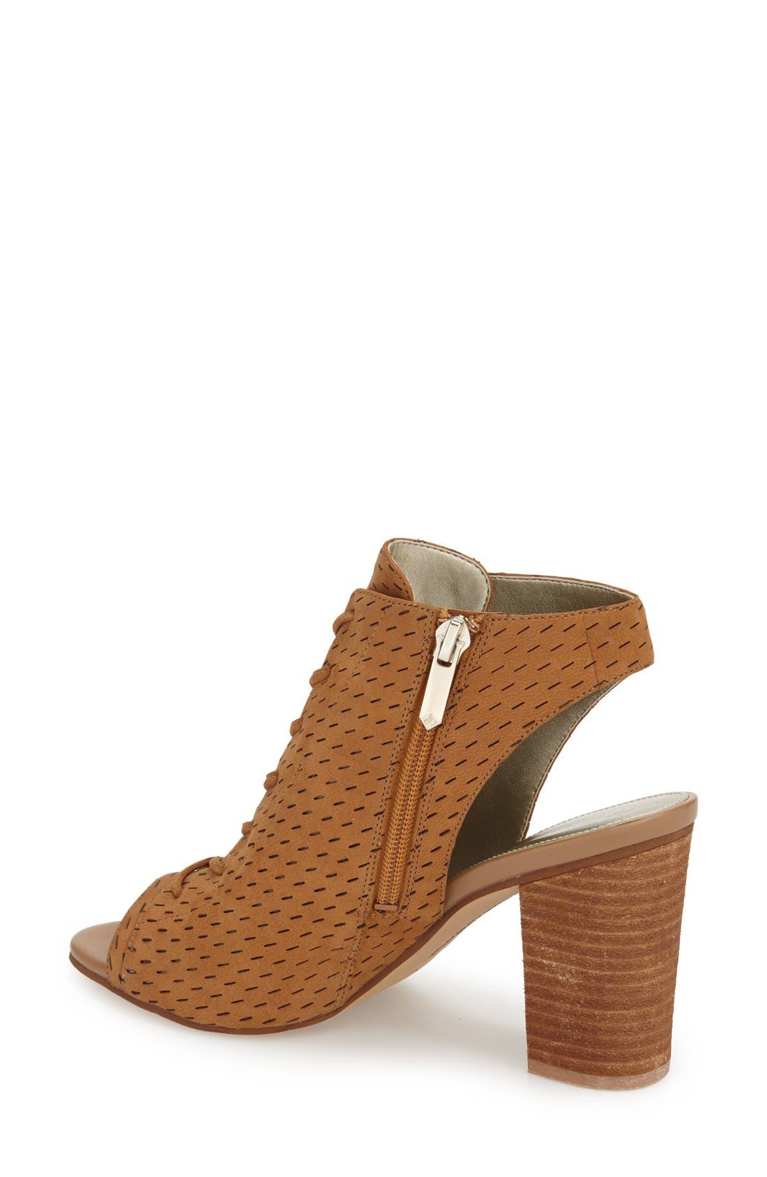 'Ennette' Perforated Lace Up Bootie, Alternate, color, GOLDEN CARAMEL LEATHER