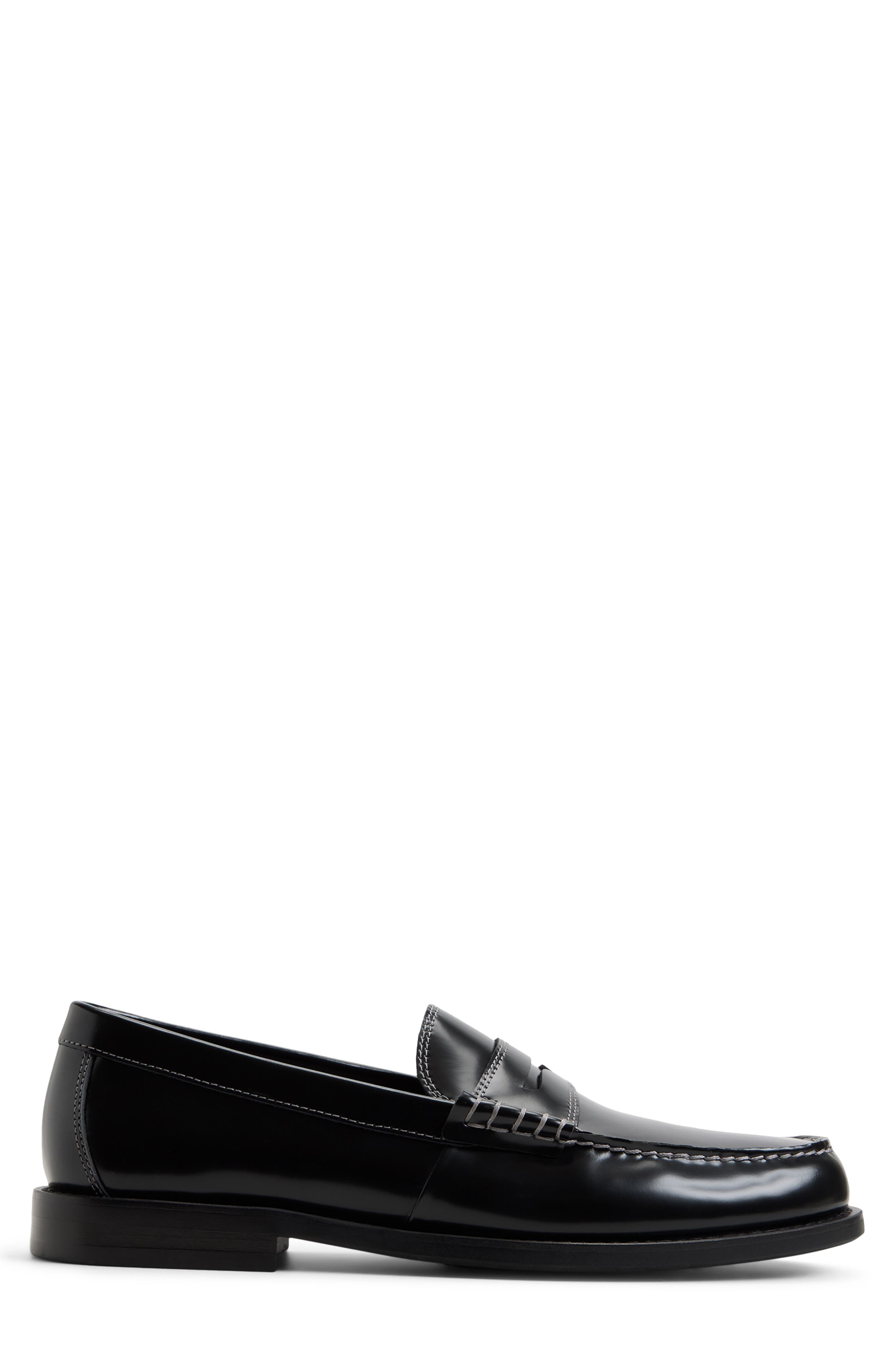 Emil Leather Penny Loafer, Alternate, color, BLACK