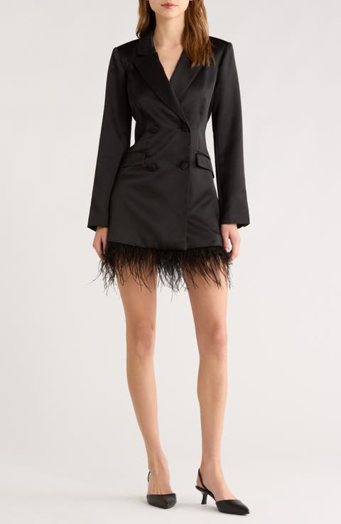Breonna Feather Trim Blazer Dress