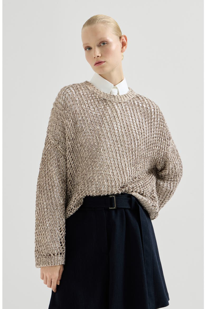 Dazzling chiné net sweater, Main, color, Rope