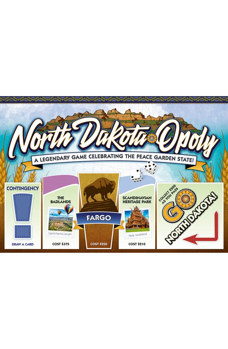 Late for the Sky North Dakotaopoly Monopoly Board Game, Main, color, Multicolored
