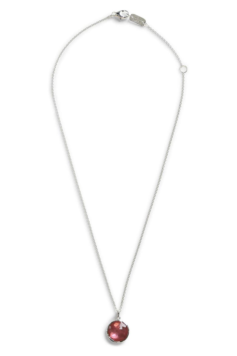 Sterling Silver Wonderland Small Round Denim Pendant Necklace, Alternate, color, RED/ SILVER