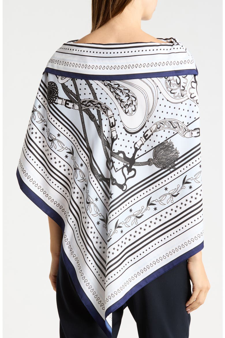 Chain Print Satin Poncho, Alternate, color, WHITE