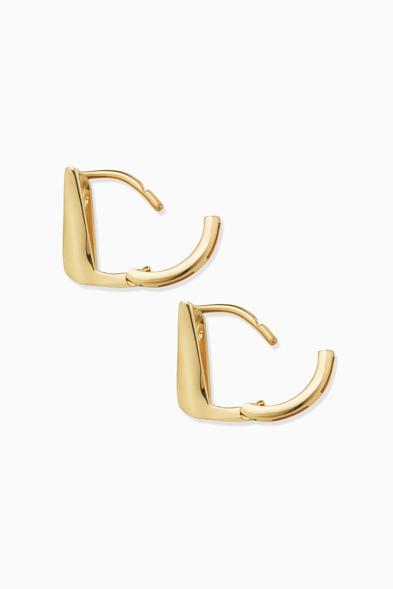 14K Yellow Gold Prism Huggies, Alternate, color, Yellow Gold
