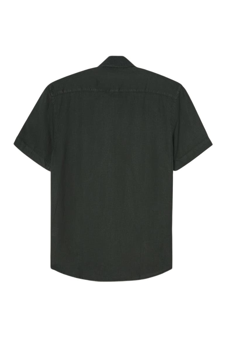 Morgan Short Sleeve Linen Shirt, Alternate, color, Dark Olive