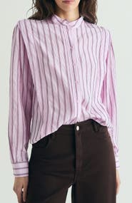 Scalpers Shoulder Pad Effect Striped Shirt