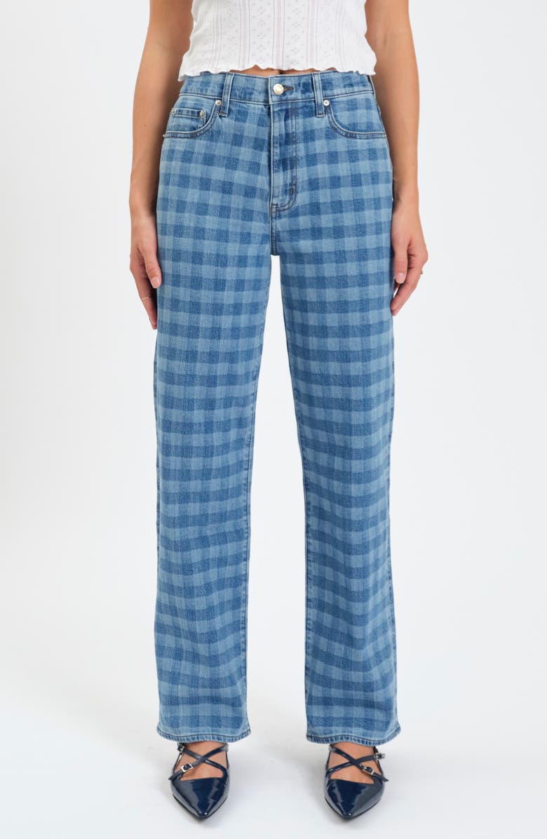 DAZE 1999 Ripped High Waist Straight Leg Jeans, Main, color, Denim Check