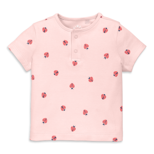 Shop Primary Baby Organic Henley Tee In Baby Bugs In Light Blossom Ladybugs