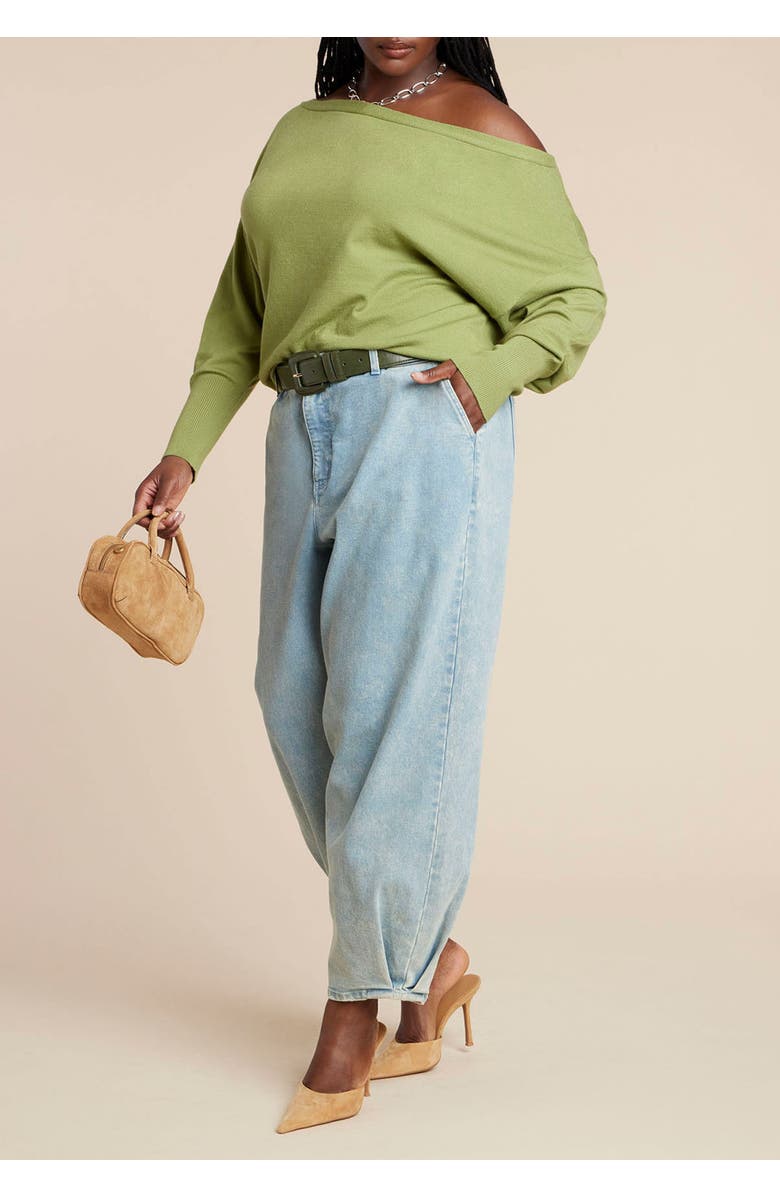 ELOQUII Slouchy Sweater, Alternate, color, Chartreuse