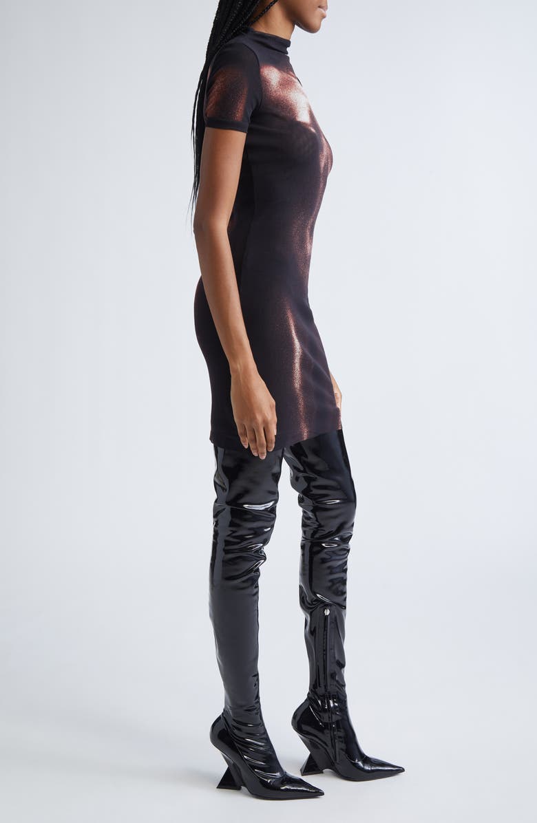 Jean Paul Gaultier Trompe l'Oeil Mesh Minidress, Alternate, color, Black/ Brown