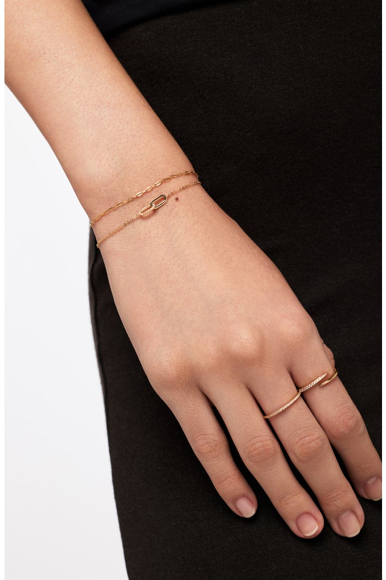 Solid Yellow Gold - Diamond Link Bracelet, Alternate, color, Gold