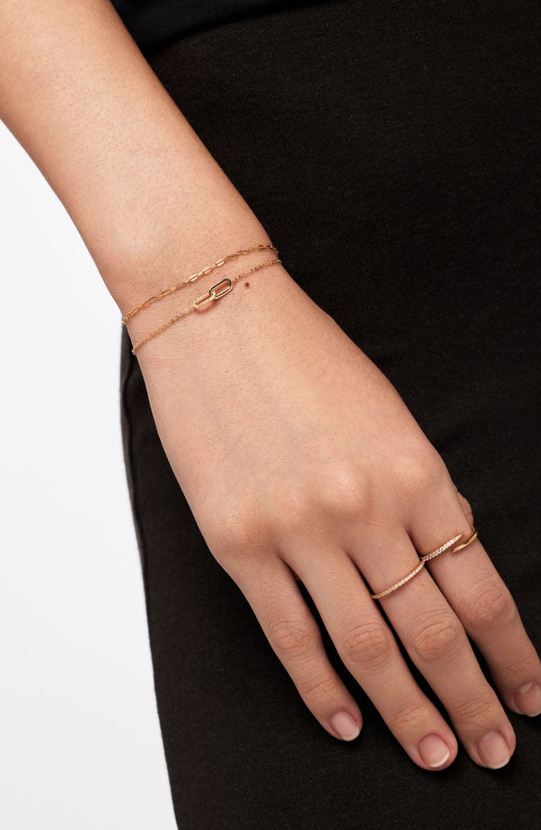 Ana Luisa Solid Yellow Gold - Diamond Link Bracelet, Alternate, color, Gold