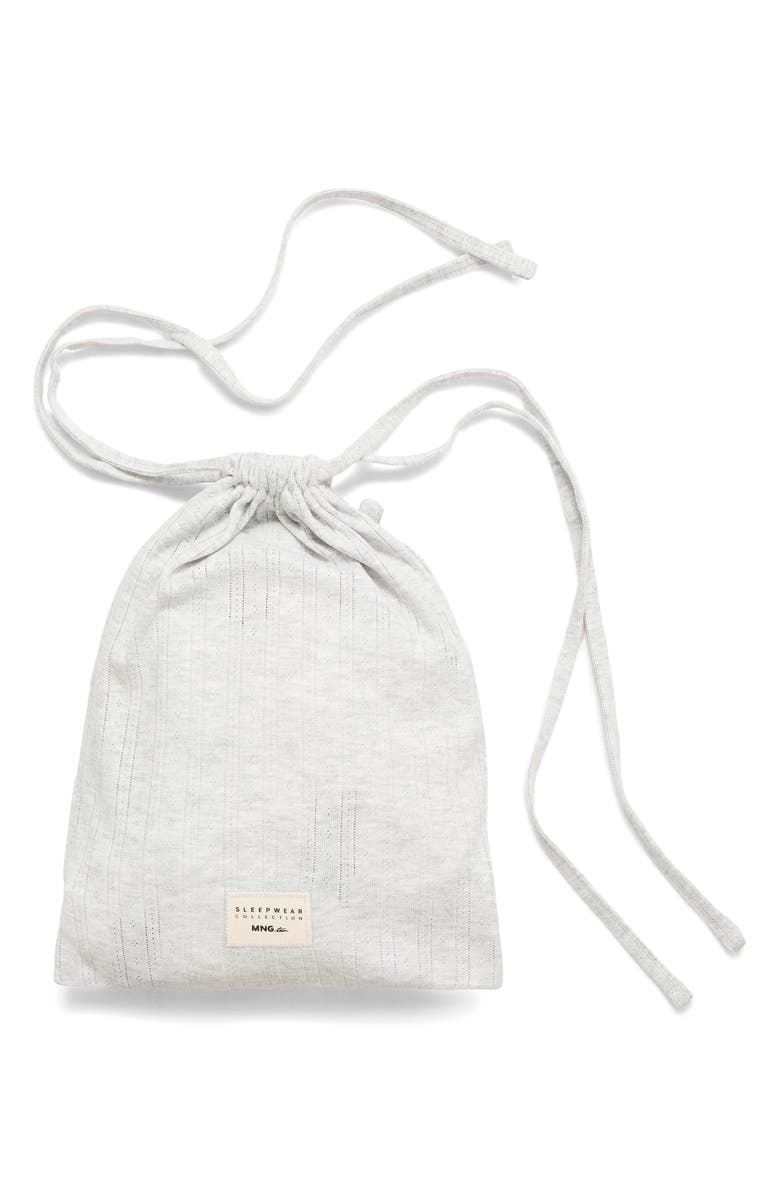 MANGO TEEN Pointelle Long Pajamas, Alternate, color, Light Heather Grey