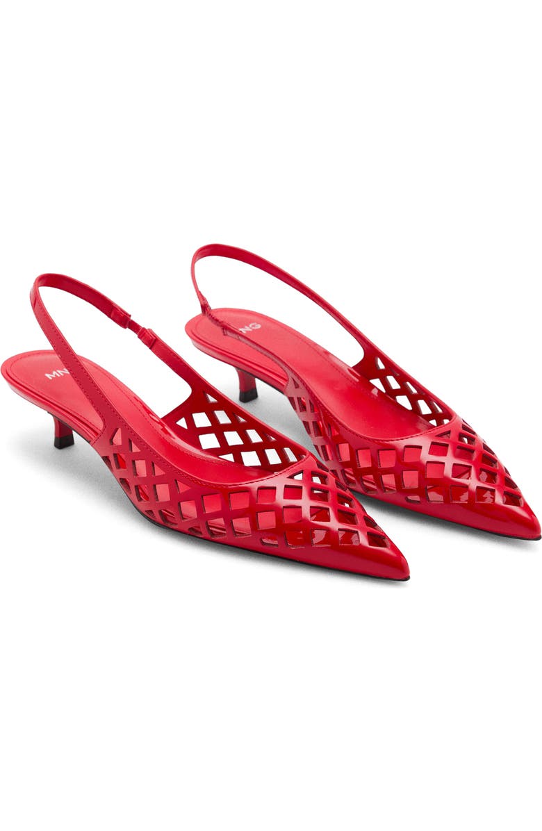 MANGO Laser Cut Pointed Toe Slingback Pump, Alternate, color, Red