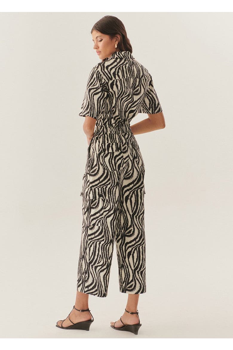 Marley Zebra Print Elastic Waist Cotton Pants, Alternate, color, BLACK-BONE