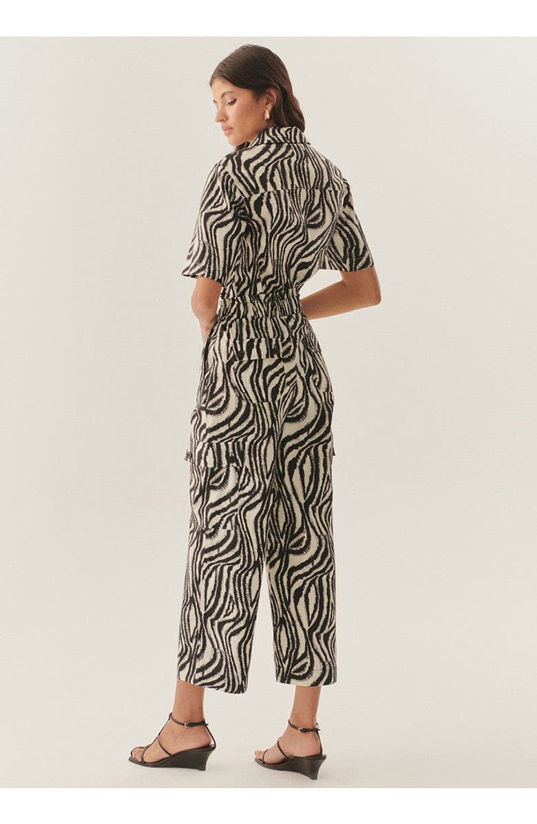 Exquise Marley Zebra Print Elastic Waist Cotton Pants, Alternate, color, Black-Bone