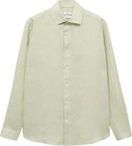MANGO Classic Fit Linen Button-Up Shirt