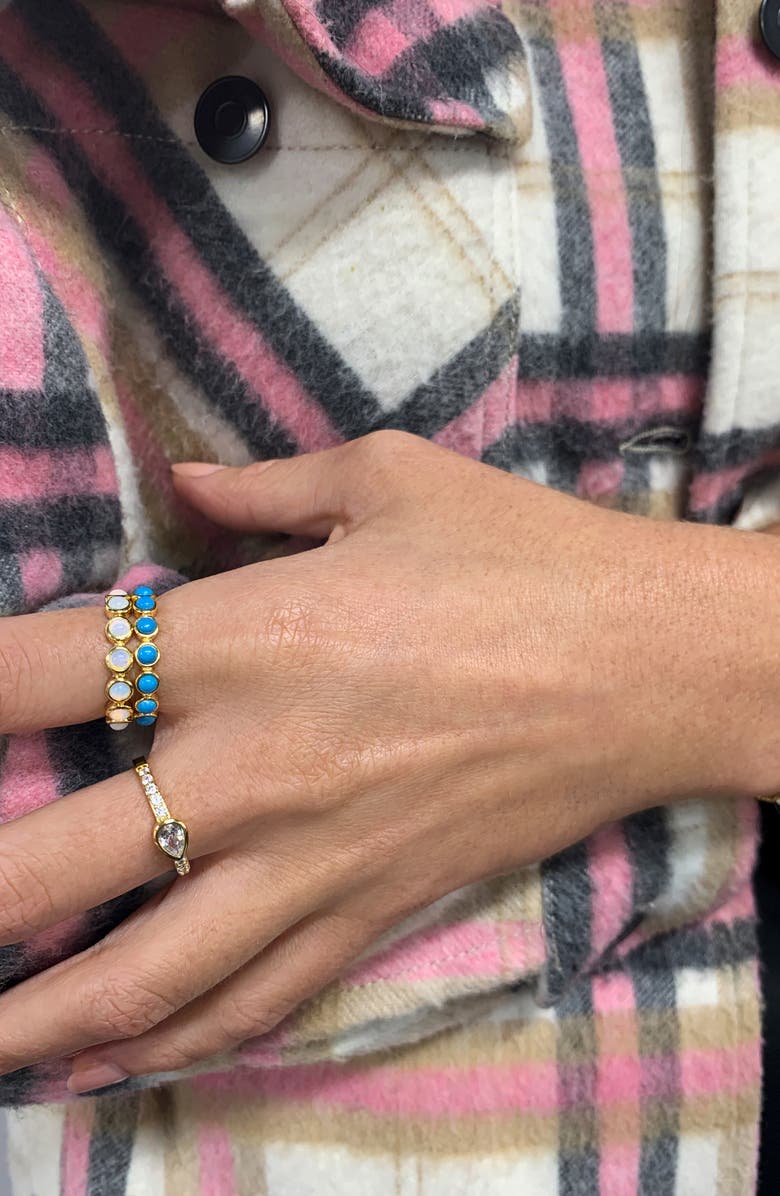 Adornia 14K Gold Plated Imitation Opal Cabochon Eternity Ring, Alternate, color, White