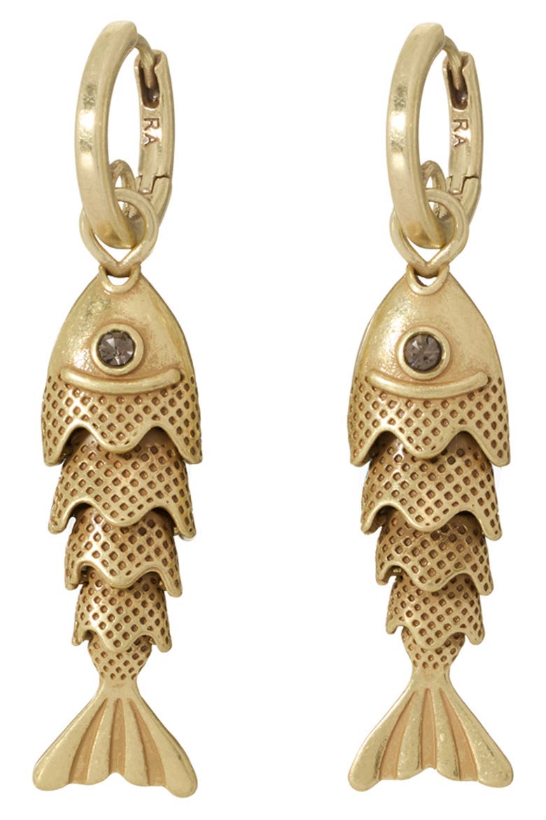 The Fish Drop Earrings, Main, color, GOLD