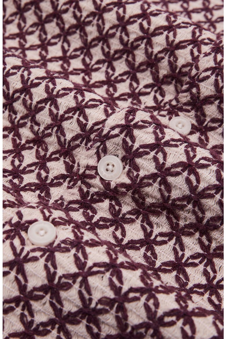 Mill Textured Short Sleeve Button-Up Shirt, Alternate, color, RUST RED
