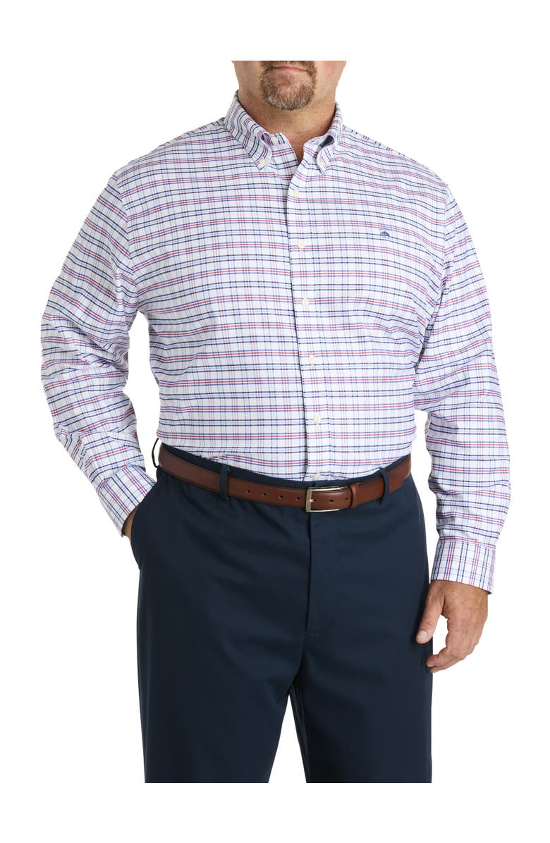Brooks Brothers Big & Tall Non-Iron Triple Windowpane Sport Shirt, Alternate, color, Red Blue White