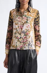 ALICE + OLIVIA Willa Placket Silk Shirt